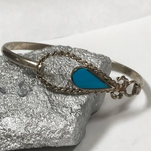 Turquoise Sterling Bracelet Bangle 925 Silver Mexico Mexican Cuff  Vintage Jewelry Anniversary Birthday Christmas Holiday Gift Taxco