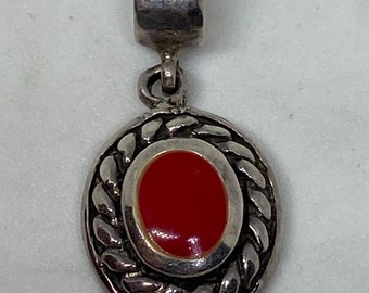 Rote Koralle Sterling Anhänger 925 Silber Charm 4 Halskette Vintage Schmuck Southwestern Geburtstag Jahrestag Weihnachtsgeschenk Valentinstag