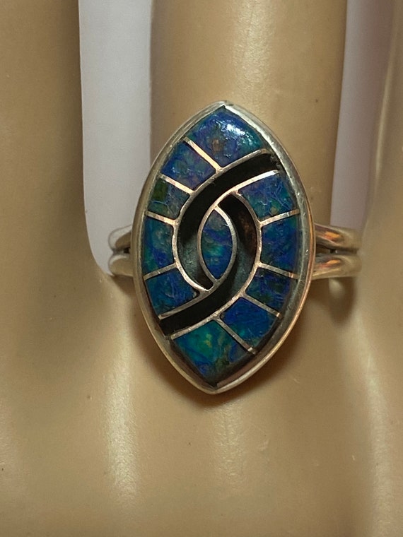 Navajo Turquoise Sterling Ring 9 Yvonne Bebo Blue 