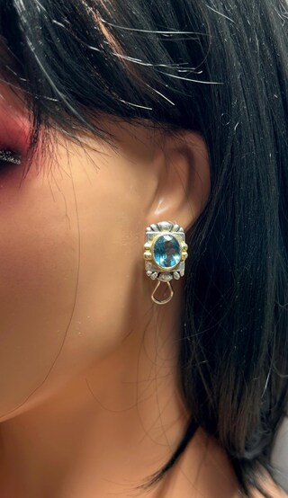 XEN Orecchini Con Topazio Blu Londra 0.26 Ct - Argento Sterling 925 Rodiato