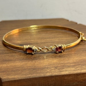 14K Garnet Diamond Bracelet Bangle 1ctw 14KT Gold 925 Sterling Silver Vintage Jewelry Christmas Anniversary Birthday Mother's Day Gift Boho