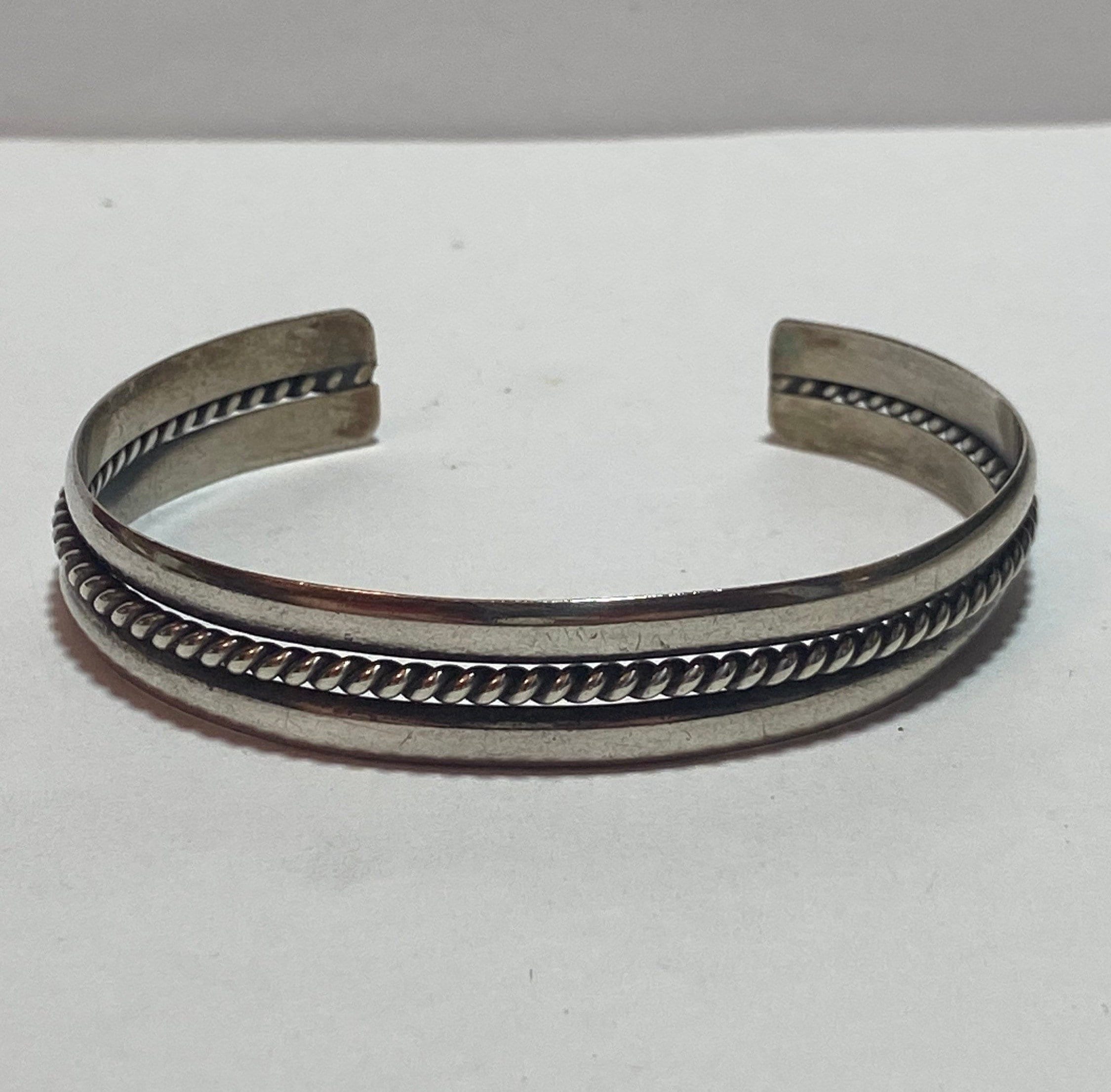 Navajo Sterling Cuff Bracelet 925 Silver Rope MCM Mid Century