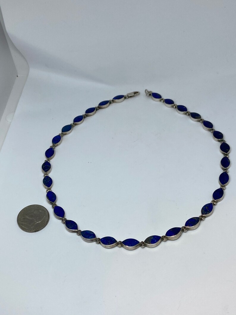 Lapis Sterling Necklace 17 925 Silver Lazuli Vintage Southwestern Jewelry Anniversary Birthday Holiday Christmas Gift Boho Artisan OOAK