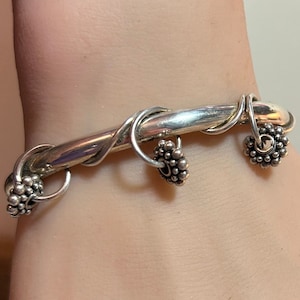 Modernist Sterling Cuff Bracelet 925 Silver Beaded Charms Art Deco Vintage Jewelry Southwestern Birthday Anniversary Christmas Gift Boho