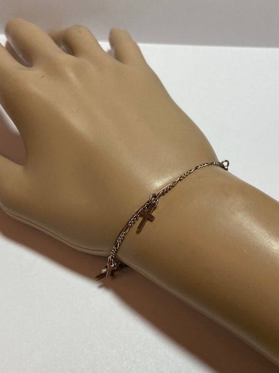 スターリングクロスチャームブレスレット 7.5インチ 925シルバー