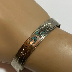 Navajo Turquoise Red Coral Sterling Storyteller Cuff Bracelet Multi Stone 925 Silver Southwestern Vintage Native Jewelry Birthday Gift