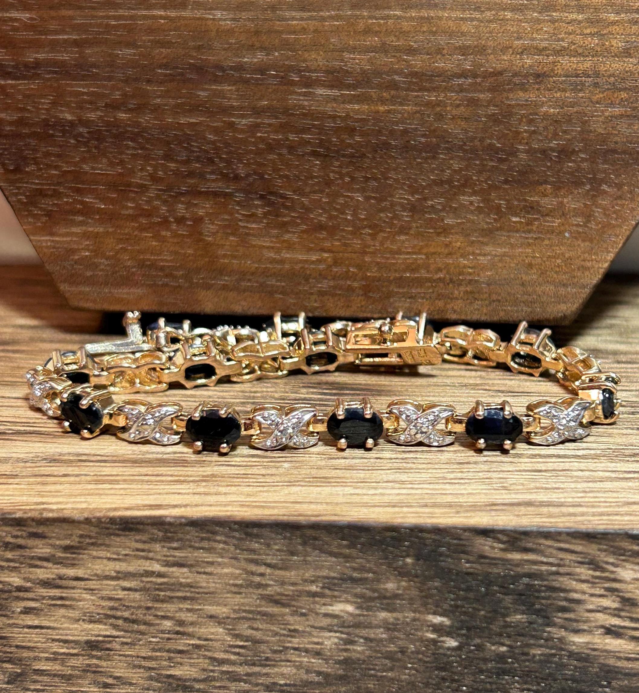 14K Sapphire Diamond XO Bracelet 3ctw 7