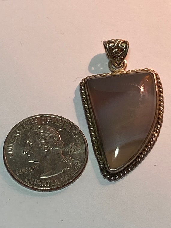Agate Sterling Pendant 925 Silver 4 Necklace Vint… - image 5
