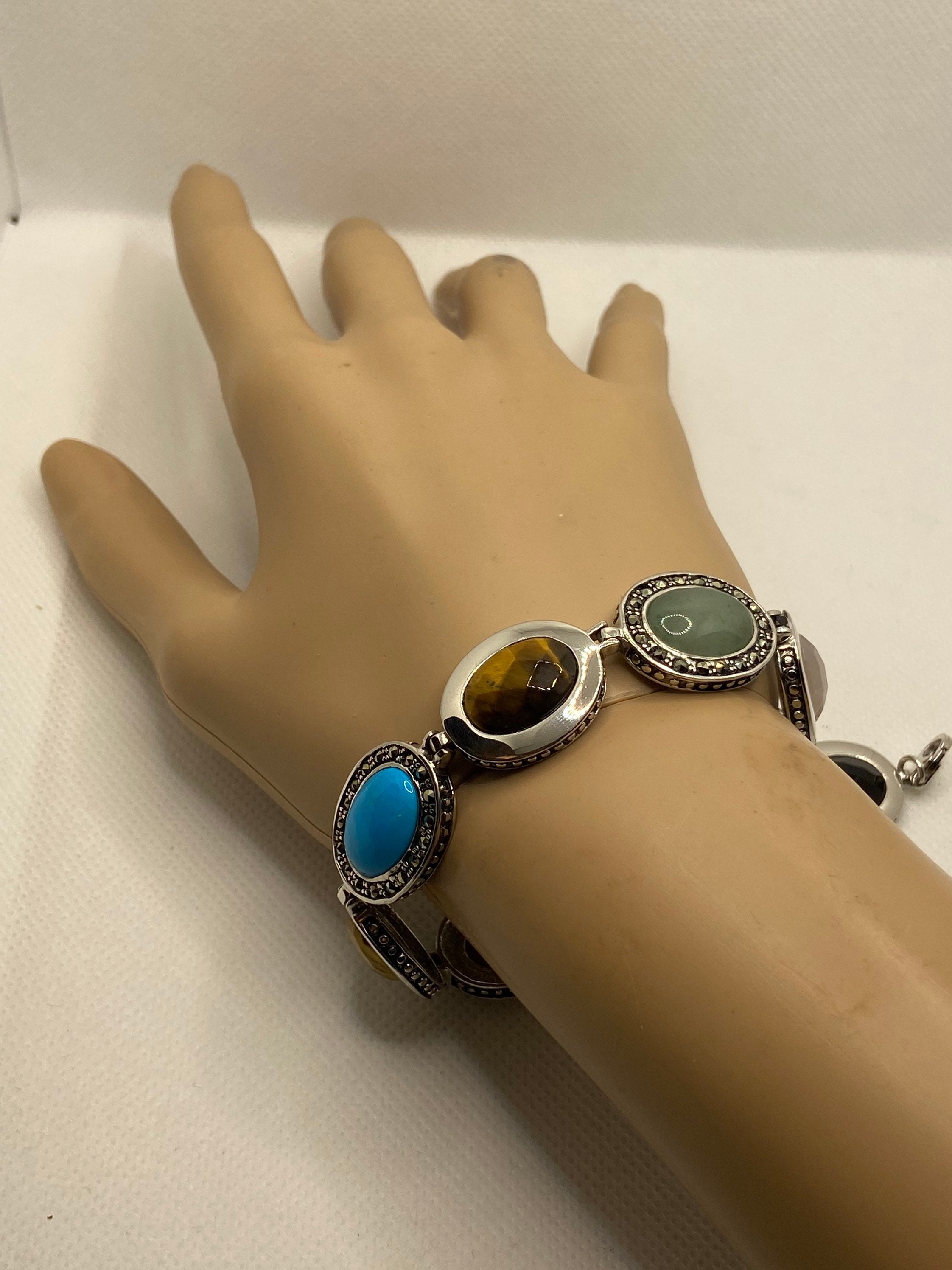 Multi Stone Sterling Bracelet 8.5