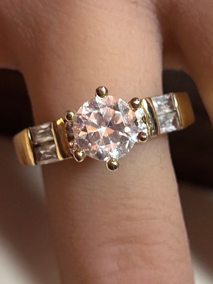 Diamonique 14k Ring - Etsy Diamonique 14k Ring - Etsy