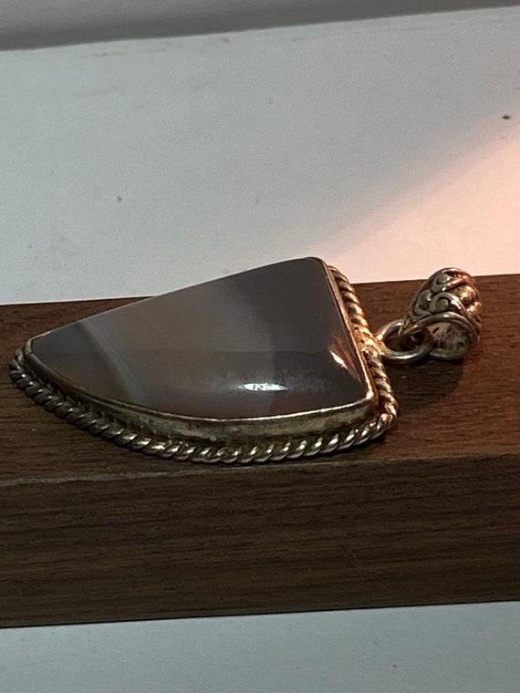 Agate Sterling Pendant 925 Silver 4 Necklace Vint… - image 2