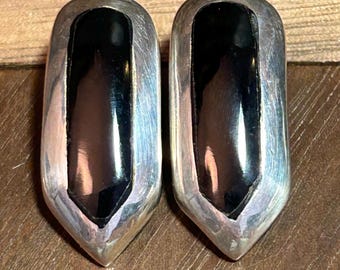 Taxco Onyx 950 Sterling Earrings Silver Mexico Mexican Vintage Jewelry Southwestern Anniversary Birthday Christmas Gift Valentine's Black