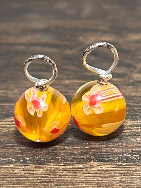 Boucles D'oreilles Pendantes Verre De Murano Rouge Et Argent 925 - Création Unique Atelier Lunaire