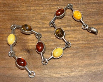 ポーランド産琥珀スターリングブレスレット 7.25インチ イエローバター