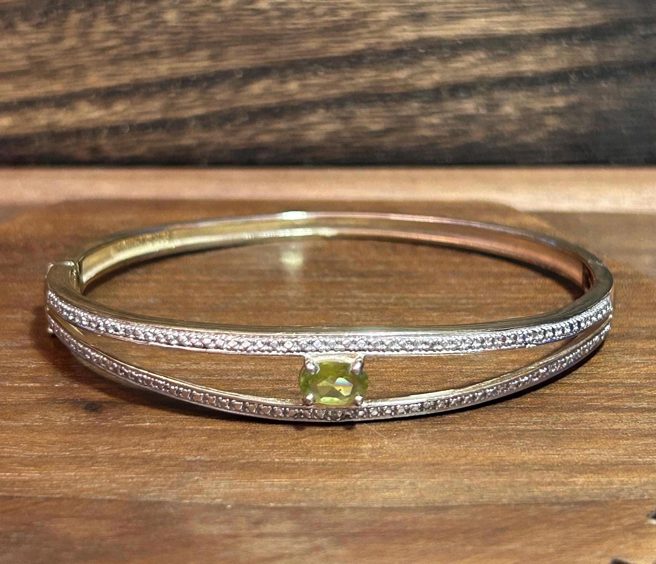 14K ペリドット ダイヤモンド ブレスレット バングル 0.6ctw ロス 
