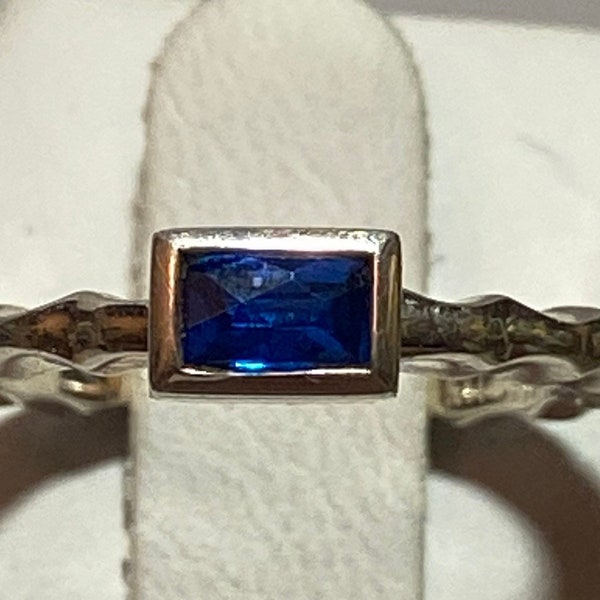 Michael Dawkins Cobalt Blue Spinel Sterling Ring Band Stacking Sz 7 Hammered 925 Silver Vintage Southwestern Jewelry Christmas Birthday Gift