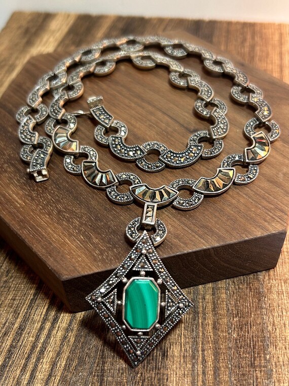 Collier Ancien En Argent 800 Avec Gemmes Et Marcassites - Bijou Vintage Occasion
