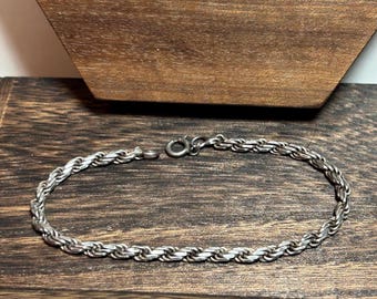 ヴィンテージ ロープチェーンブレスレット シルバー925 イタリア製 ヴィンテージ イタリアンシルバー925 ロープチェーンブレスレット 3.6g