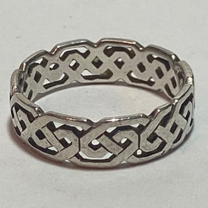 Celtic Sterling Ring Band Sz 10 925 Silver Men&#39;s Unisex Trinity Knot Vintage Jewelry Ireland Irish Father&#39;s Day Birthday Christmas Gift