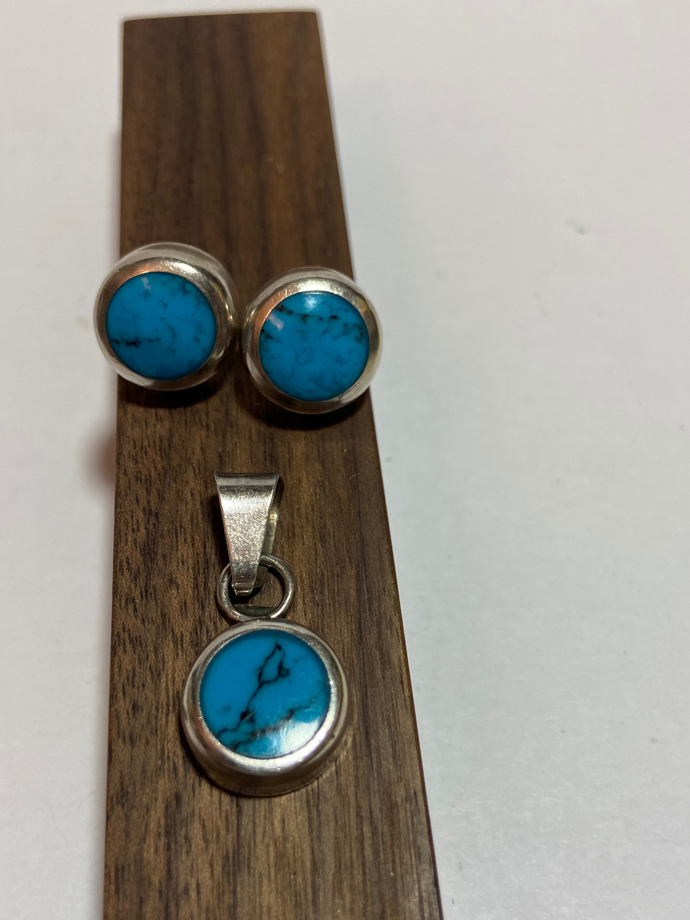 Turquoise Sterling Pendant 925 Silver Blue Mexican Mexico Vintage
