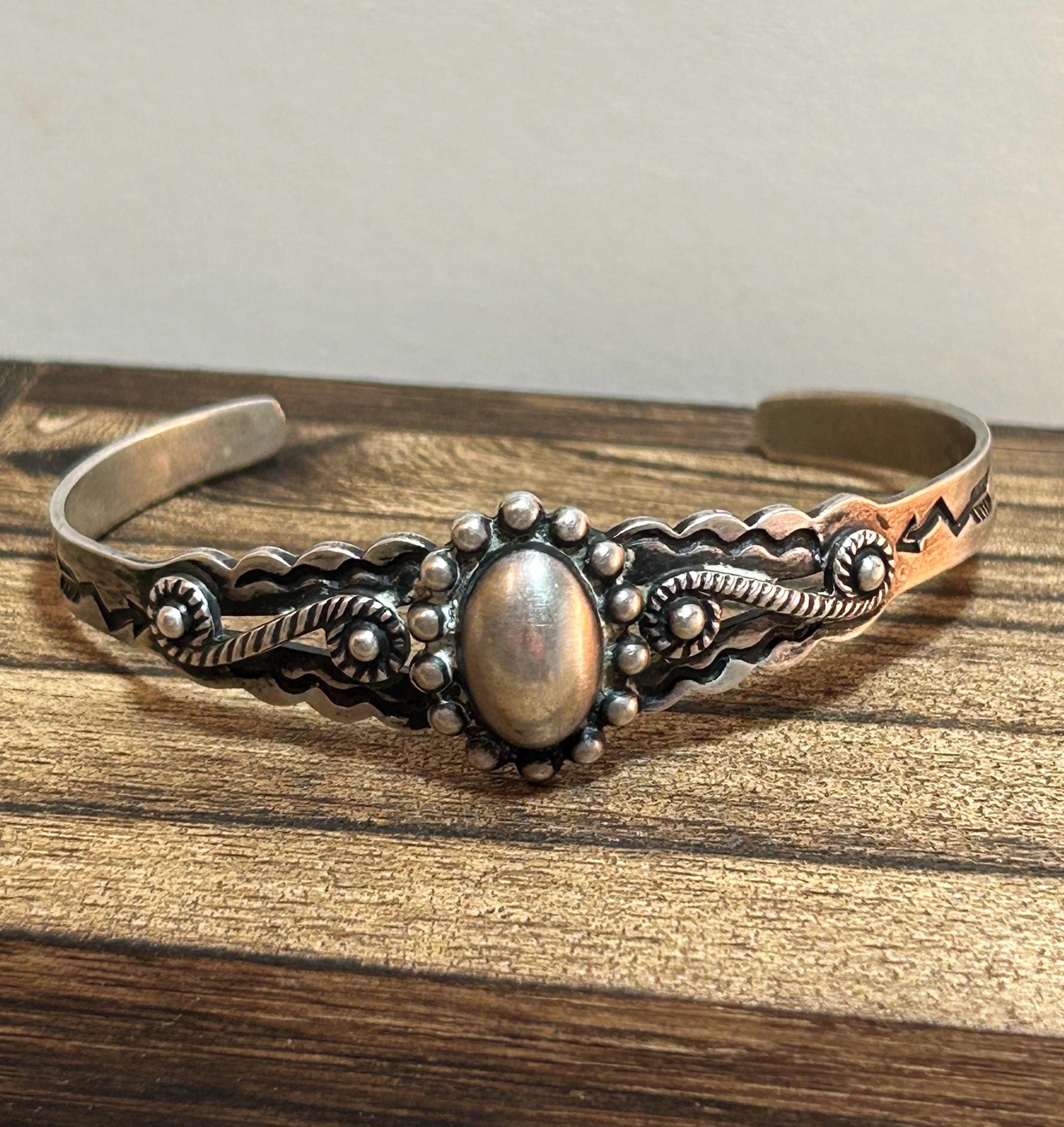 Fred Harvey Era Sterling Concho Cuff Bracelet Navajo 925