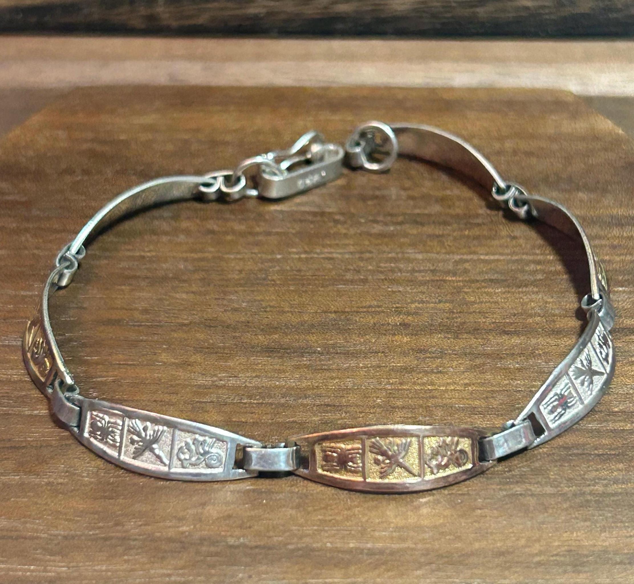 Inca 18K Gold 950 Sterling Bracelet 7