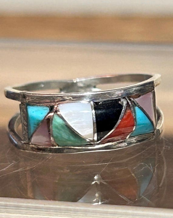Zuni Multi Stone Sterling Ring Sz 5.5 Gloria Meloni Tucson