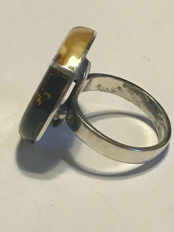 Polish Amber Sterling Ring Sz 7 Baltic Poland Yel… - image 6