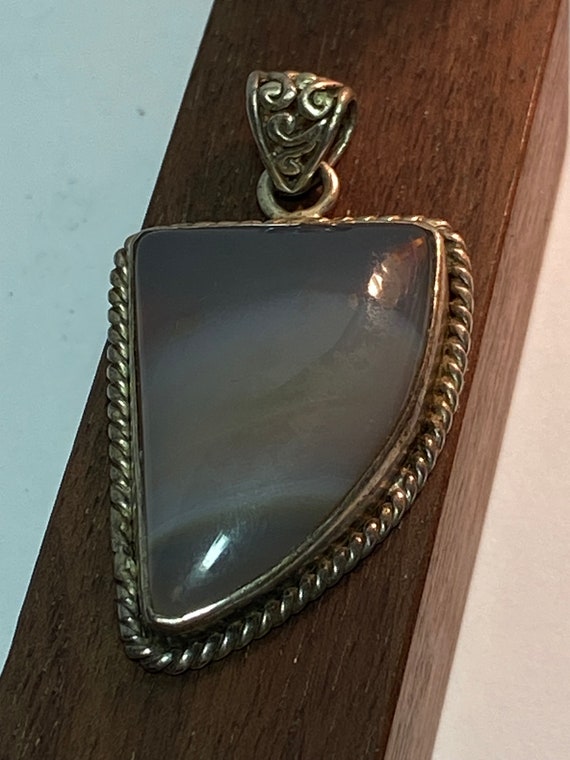 Agate Sterling Pendant 925 Silver 4 Necklace Vint… - image 4