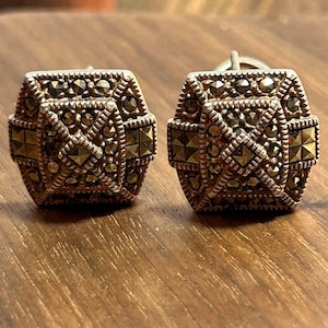 Judith Jack Marcasite Sterling Earrings Art Deco 925 Silver Vintage Jewelry Southwestern Christmas Birthday Anniversary Gift Bridal Wedding