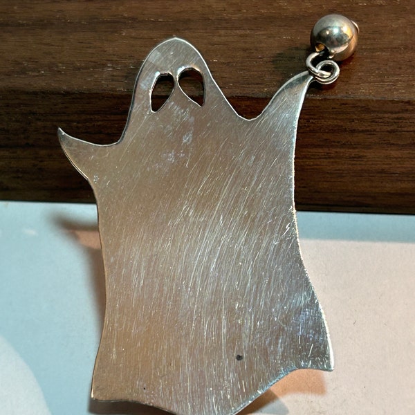 Sterling Ghost Brooch Pin Great Falls Metal Works Halloween 925 Silver Vintage Jewelry Anniversary Birthday Christmas Gift Casper 70s Boho