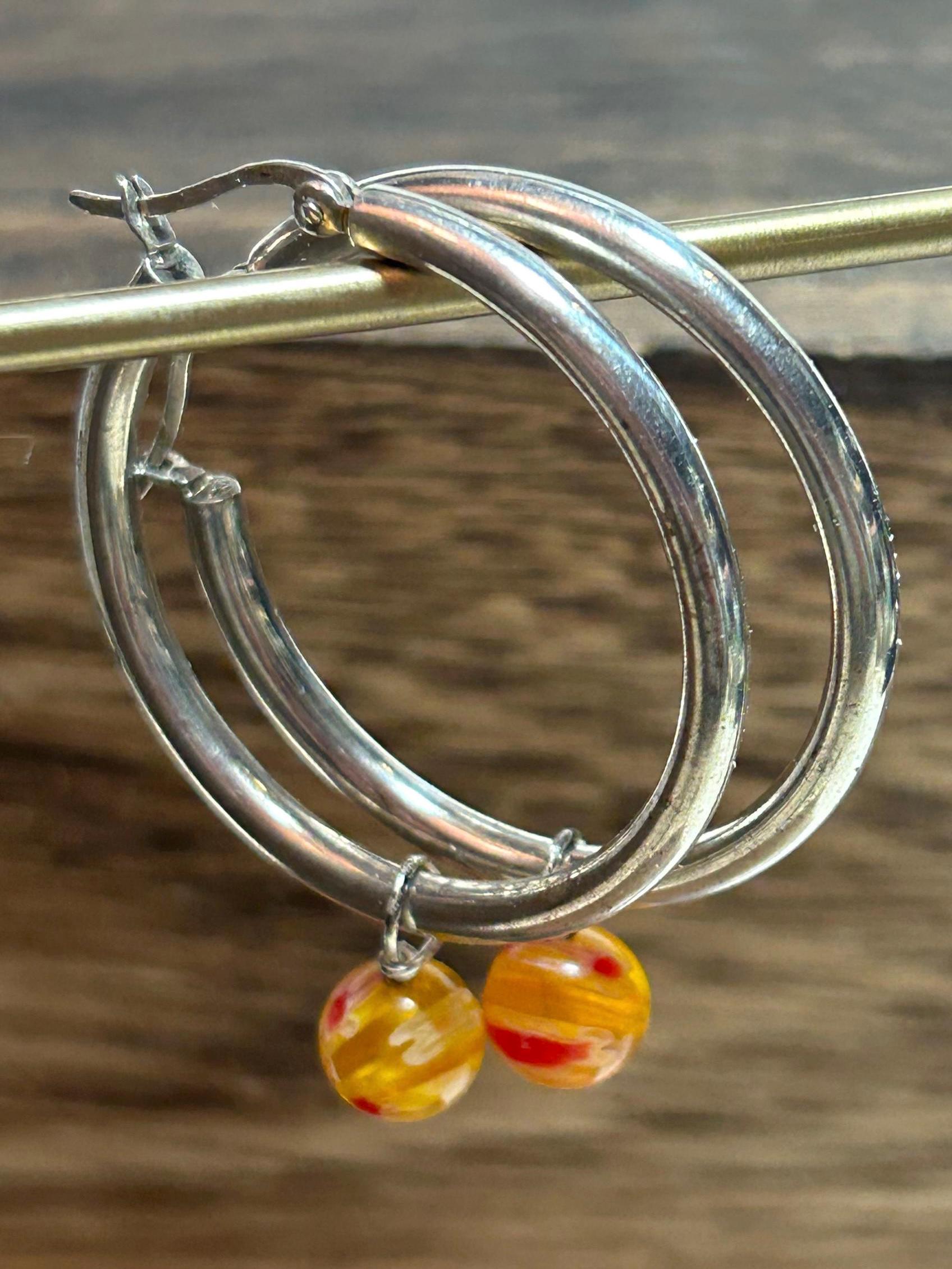Elegance Or- boucles d'oreilles en verre de Murano marron et or