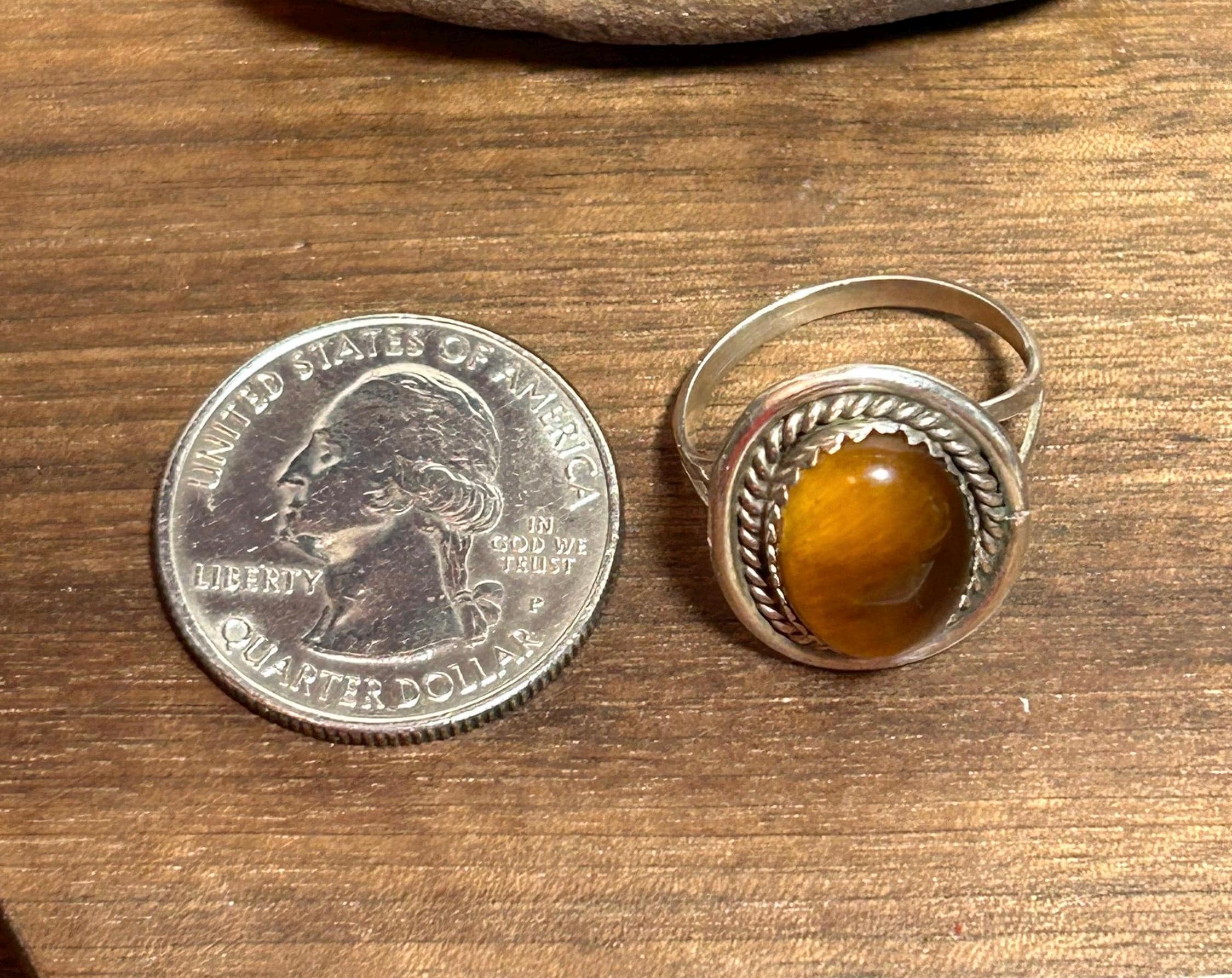 old Indian Jewelry タイガーアイ リング ナバホ族 ナバホ族 タイガーアイ スターリングリング サイズ 7.25 925