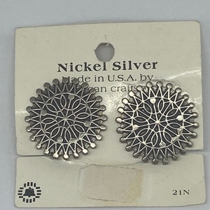 Fred Harvey Era Earrings NEW Navajo Clipon Clip Nickel Silver Bell Trading Post Concho Vintage Southwestern Jewelry Native Birthday Gift