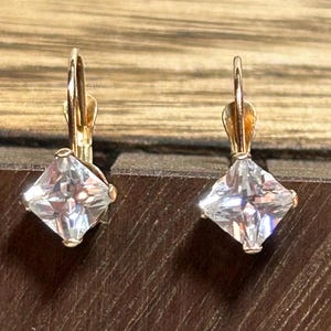 10K CZ Earrings 2ctw 10KT Gold Cubic Zirconia Diamond Like Vintage Jewelry Anniversary Birthday Christmas Gift Bridal Wedding Graduation