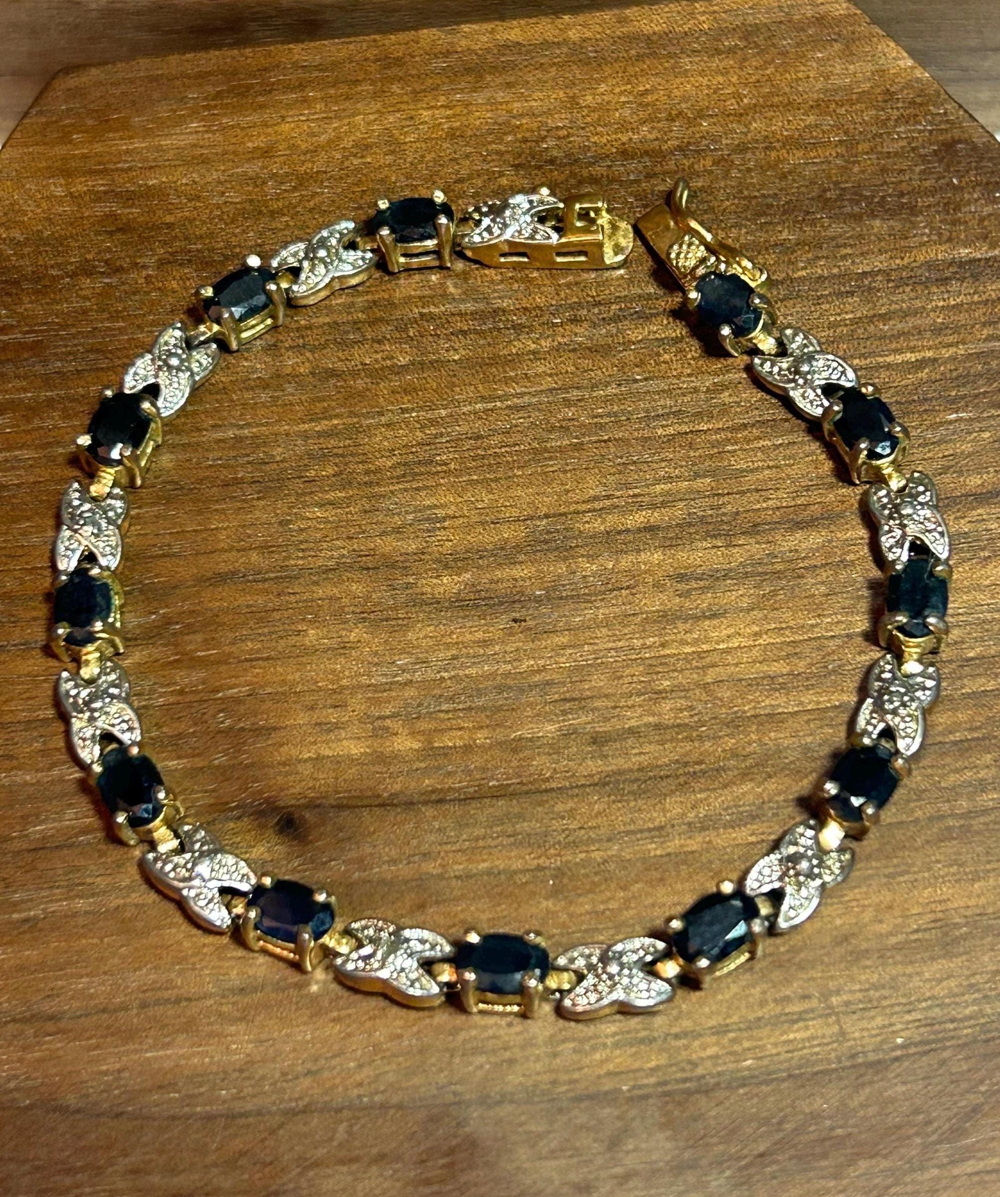 14K サファイア ダイヤモンド XO ブレスレット 3ctw 7インチ 14KT 