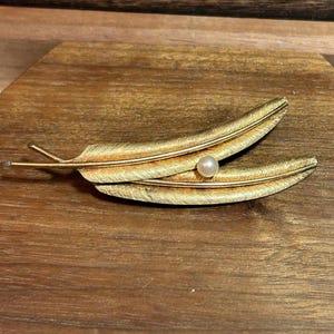 12K Pearl Leaves Brooch Pin Harry S. Bick Mid Century MCM  12KT Gold Filled Vintage Jewelry Southwestern Christmas Birthday Anniversary Gift