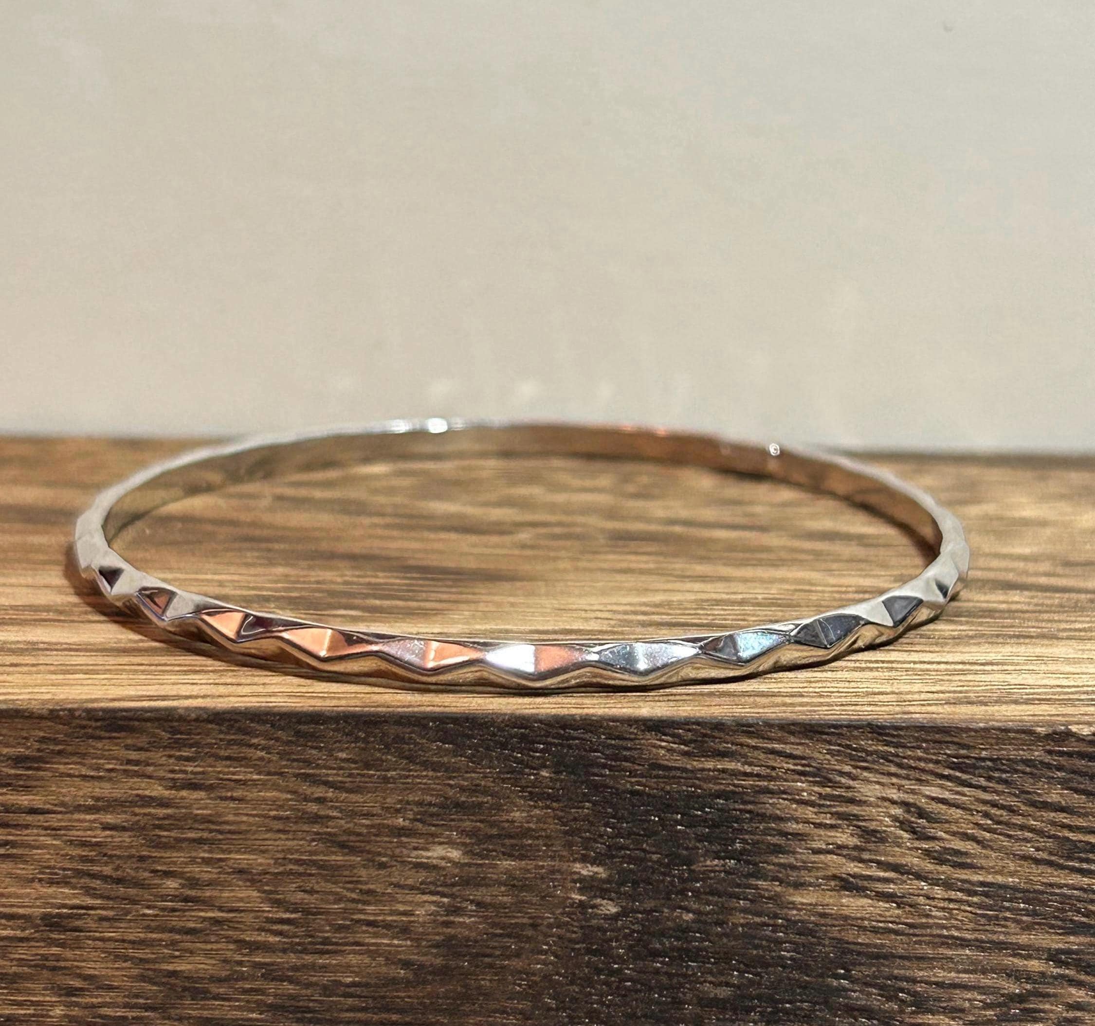 Italian Sterling Bangle Bracelet Wavy Squiggly 925 Silver Italy