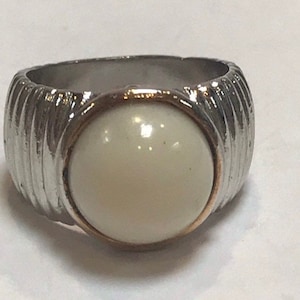White Onyx Sterling Ring Sz 5 925 Silver Vintage Jewelry Cocktail  Southwestern Anniversary Birthday Graduation Holiday Christmas Gift