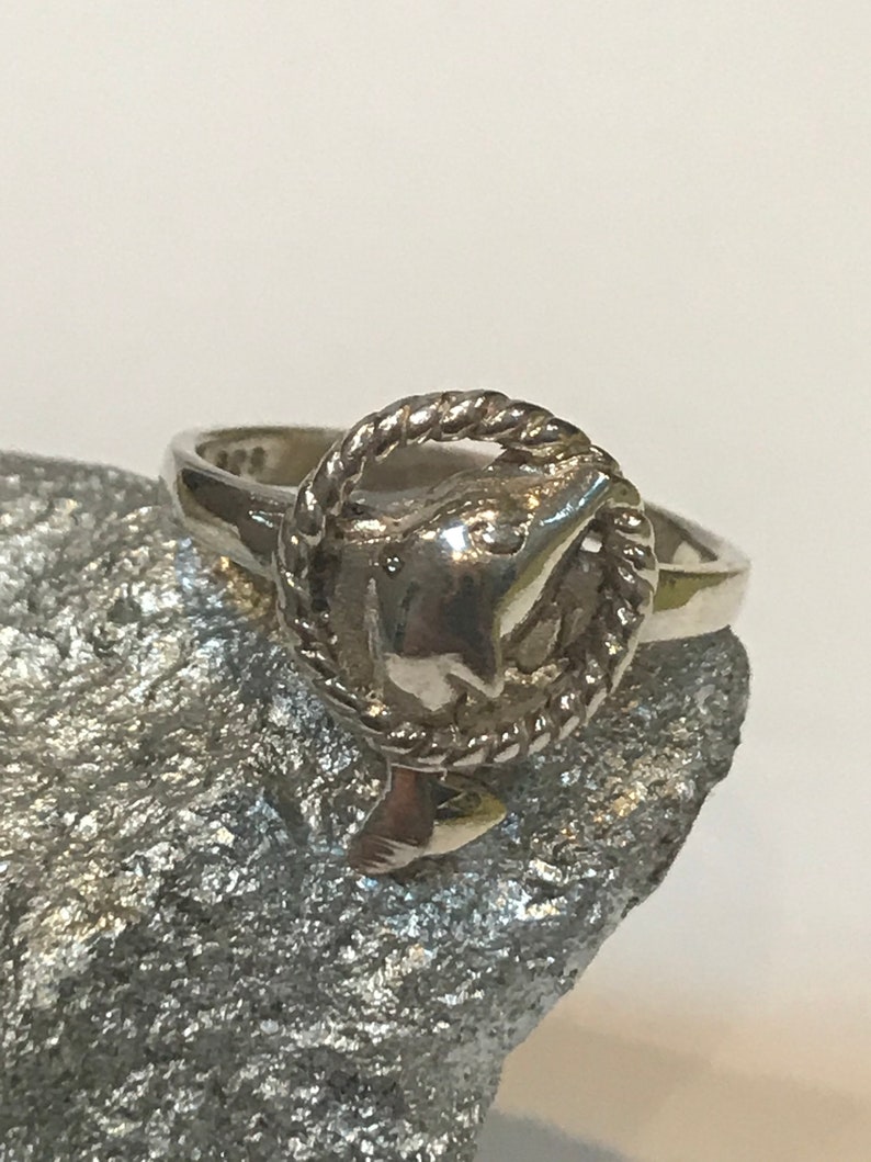 Sterling Dolphin Ring Sz 6.5 925 Silver Band Vintage Southwestern Jewelry Birthday Christmas Anniversary Gift Boho Nautical Fish Ocean Sea