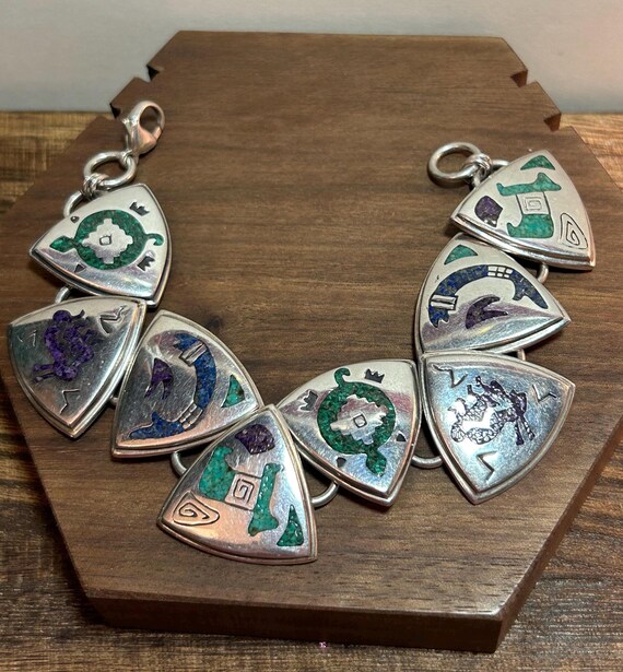 Incredible Vintage Native American Navajo Sterling Silver Storyteller Lapis Necklace Old Incredible Vintage Native American Navajo Sterling Silver Storyteller Lapis Necklace Old