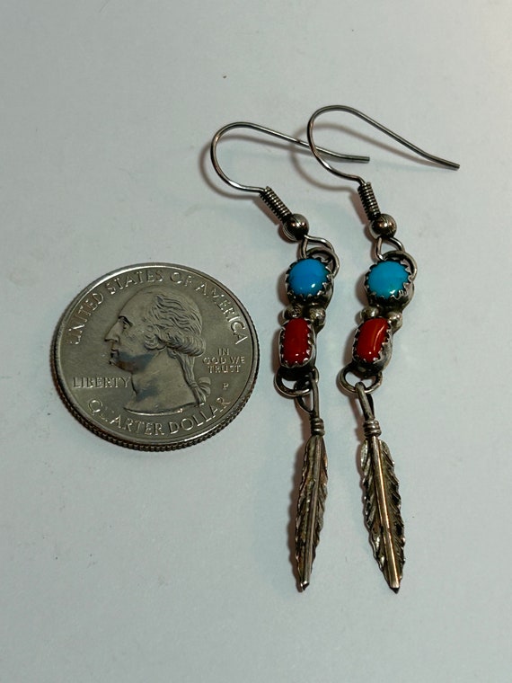 Navajo Sleeping Beauty Turquoise Red Coral Sterli… - image 7