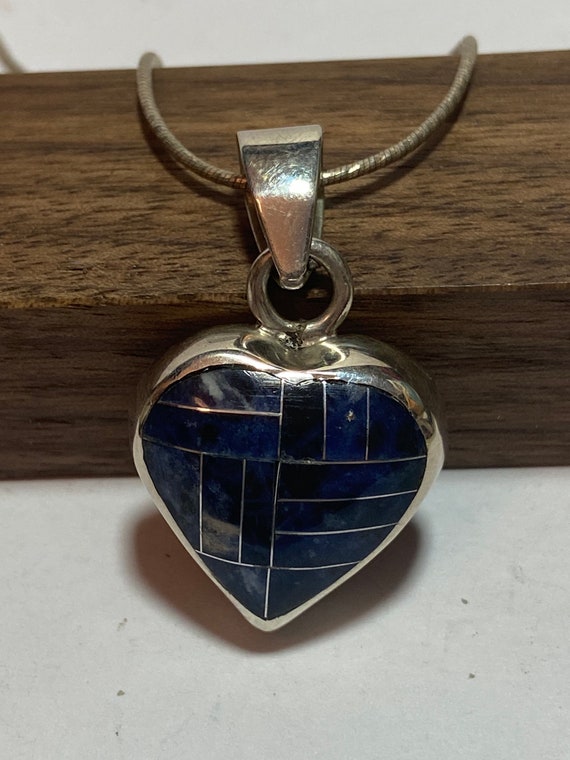 Taxco Multi Stone 950 Sterling Heart Necklace 16"… - image 7
