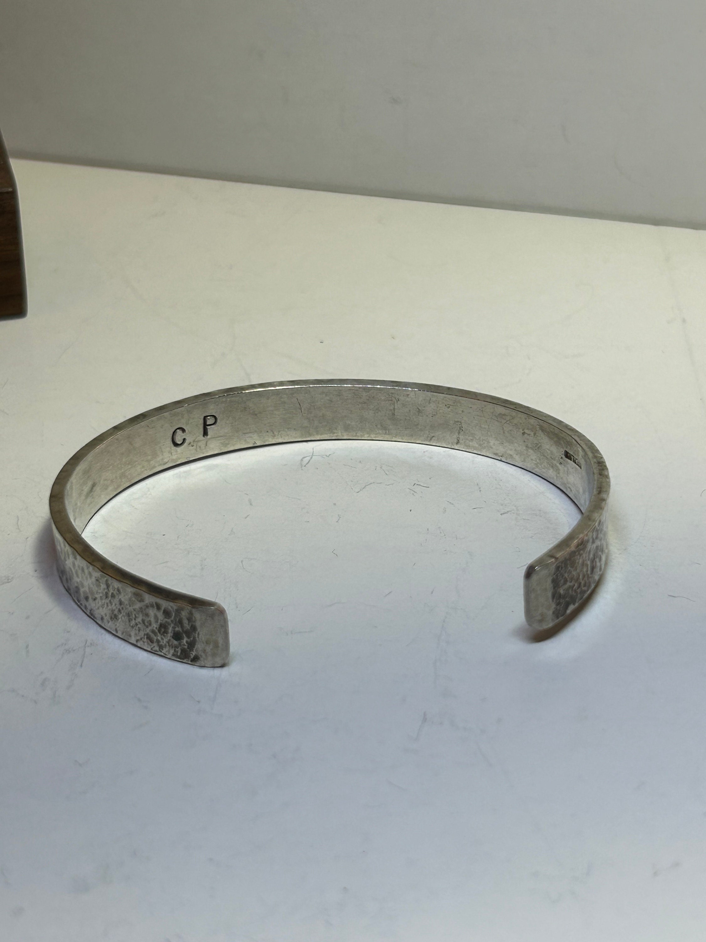 Navajo Hammered Sterling Cuff Bracelet Clendon Pete 925 Silver