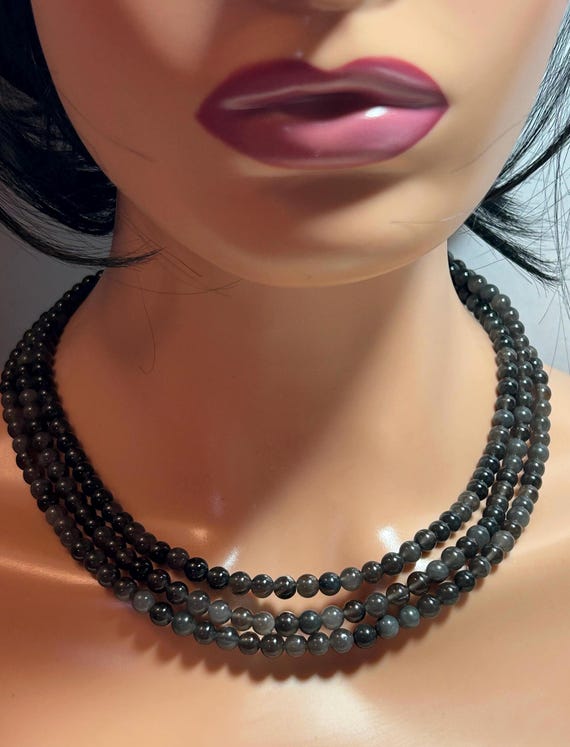 Jay King Gray Jasper Necklace 68g Adjustable 18" 20.5" 925 Silver Beaded Desert Rose Trading DRT Vintage Southwestern Jewelry Birthday Gift View 5