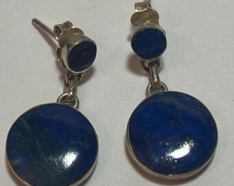 Inca Lapis 950 Sterling Earrings Silver Vintage Southwestern Jewelry Birthday Anniversary Holiday Christmas Gift  Peru South America