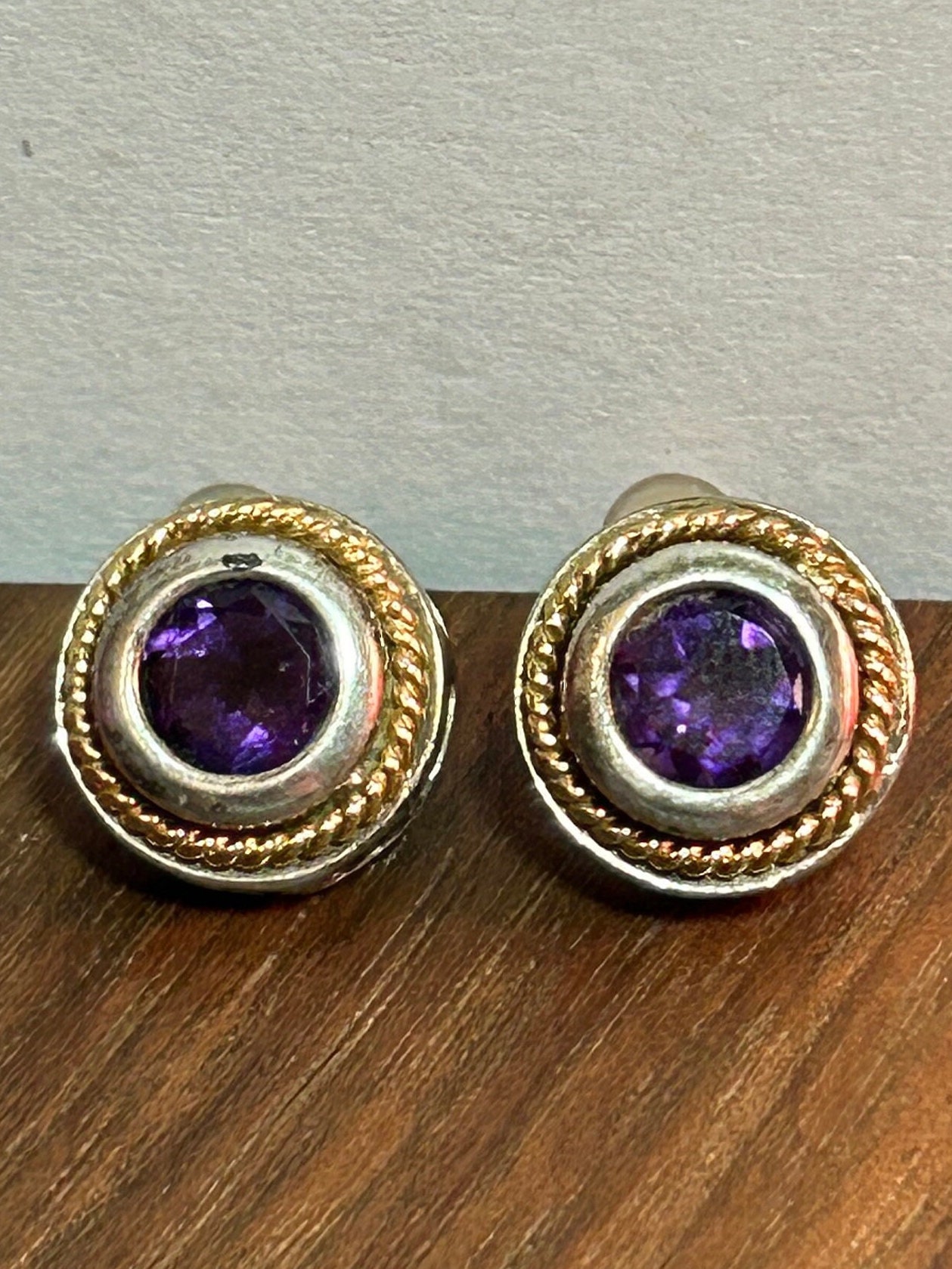 14K Amethyst Earrings Studs 1.8ctw Art Deco 14KT Gold 925 Sterling Silver Vintage Jewelry Birthday Anniversary Christmas Gift February Boho