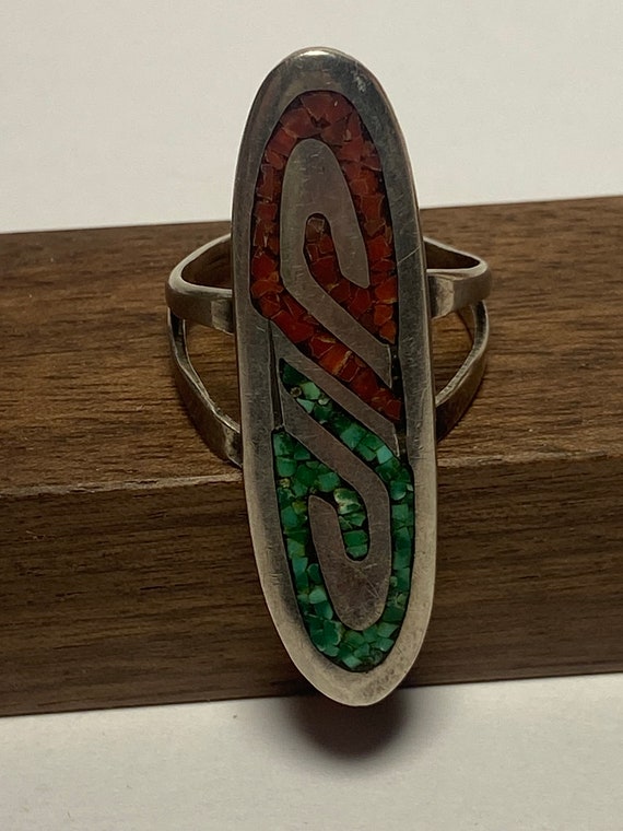 Symbolic Vintage Native American Navajo Turquoise Sterling Silver Inlay Buckle Symbolic Vintage Native American Navajo Turquoise Sterling Silver Inlay Buckle