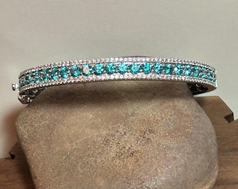 Bracciale Donna In Argento Sterling 925 Con Doppio Cuore E Zirconi Blu - Regolabile, SHUSUKUE
