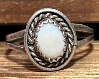 Navajo Mother of Pearl Sterling Ring Sz 7 Billy Slim MOP 925 Silver Vintage Jewelry Native Southwestern Birthday Christmas Gift Bridal Boho